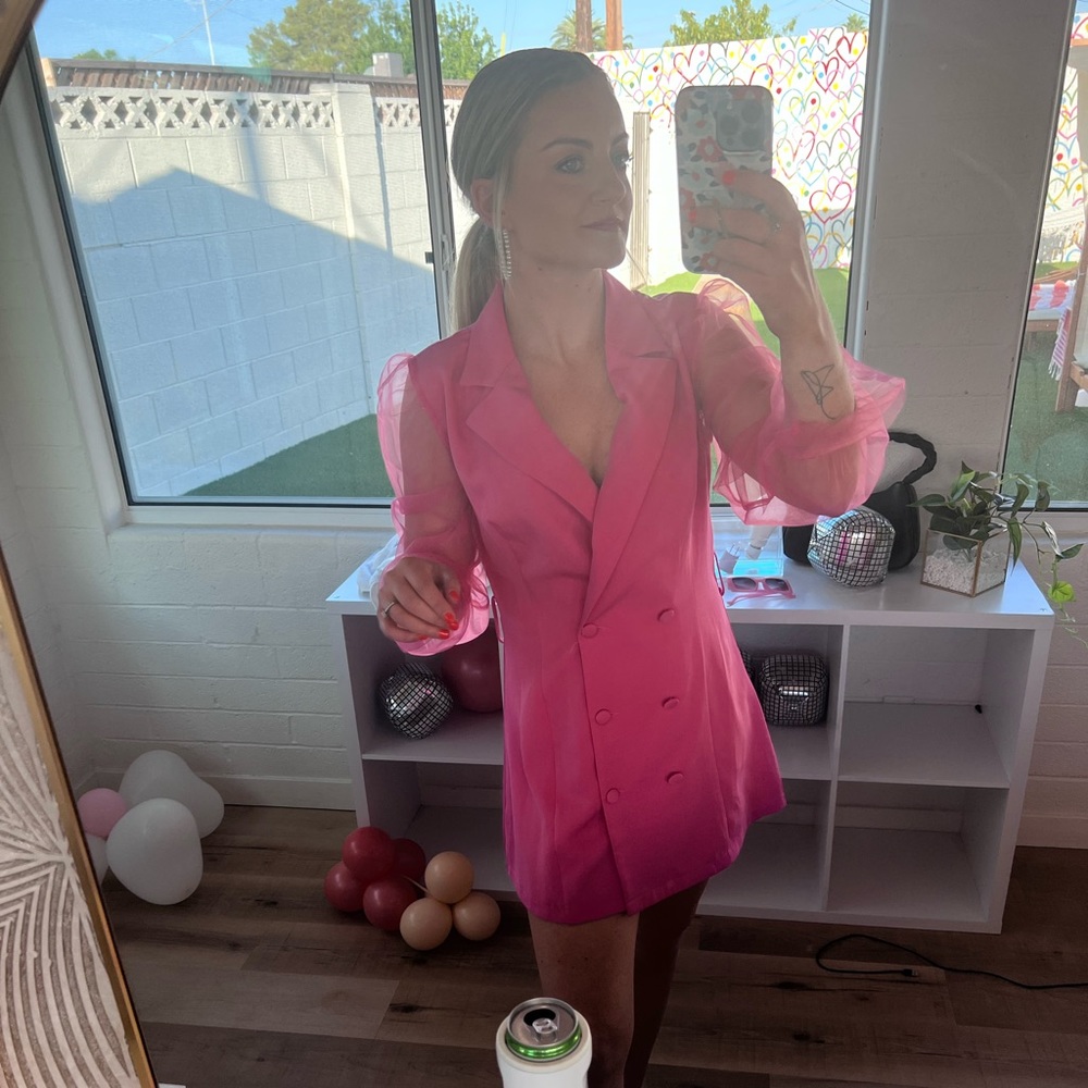 Pink blazer dress
